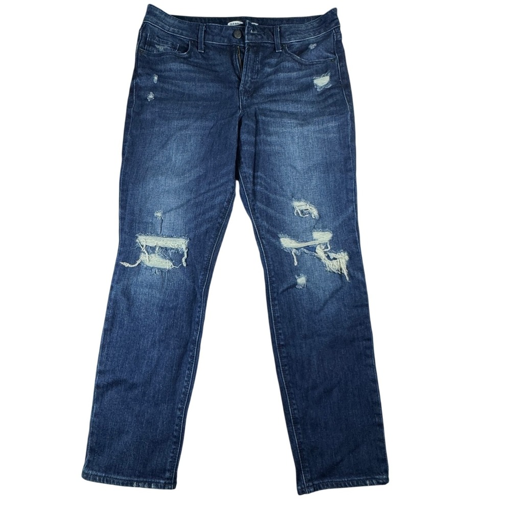 Old Navy Power Straight High Rise Distressed Ripped Jeans Women's Size 12